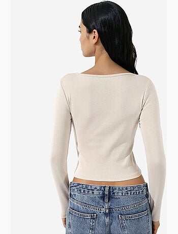 T-shirt aderente scollo a v manica lunga busem