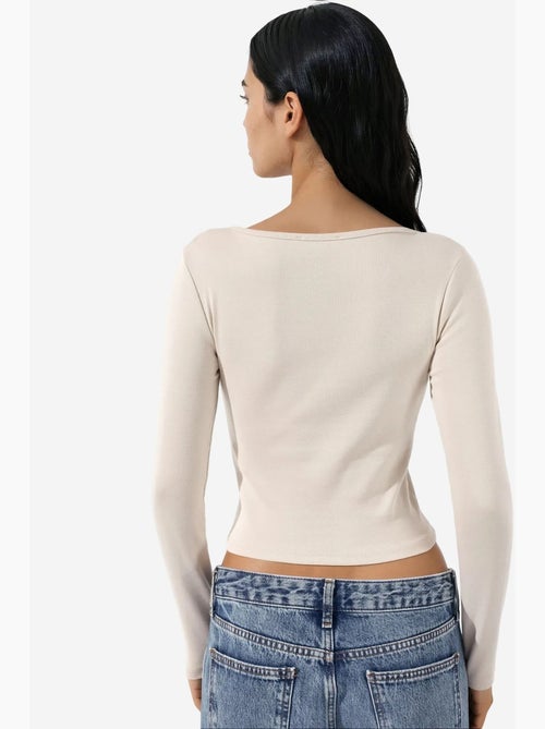T-shirt aderente scollo a v manica lunga busem - Kiabi T-shirt aderente scollo a v manica lunga busem - Kiabi