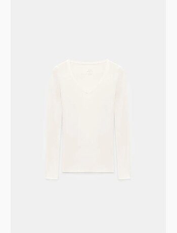 T-shirt aderente scollo a v manica lunga dilvin