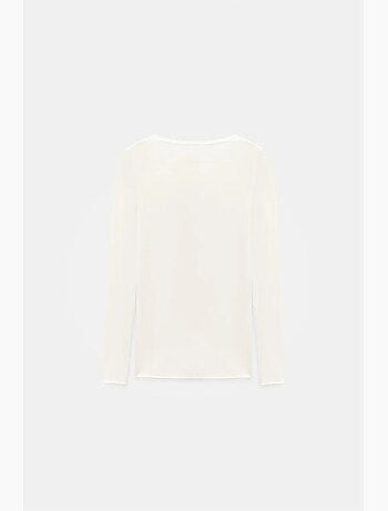 T-shirt aderente scollo a v manica lunga dilvin