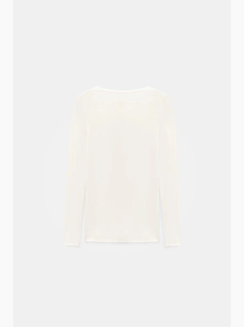 T-shirt aderente scollo a v manica lunga dilvin Bianco - Kiabi