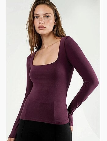 T-shirt aderente scollo quadrato manica lunga busem