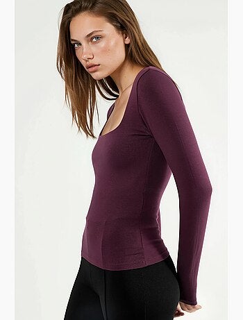 T-shirt aderente scollo quadrato manica lunga busem