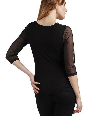 T-shirt ADMAS da donna con maniche alla francese in tulle e pietre