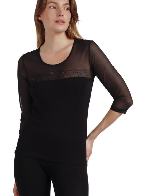 T-shirt ADMAS da donna con maniche alla francese in tulle e pietre - Kiabi T-shirt ADMAS da donna con maniche alla francese in tulle e pietre - Kiabi