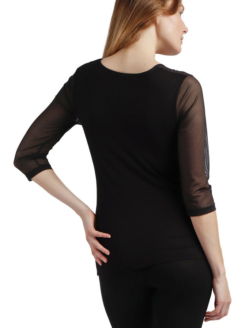 T-shirt ADMAS da donna con maniche alla francese in tulle e pietre Nero - Kiabi