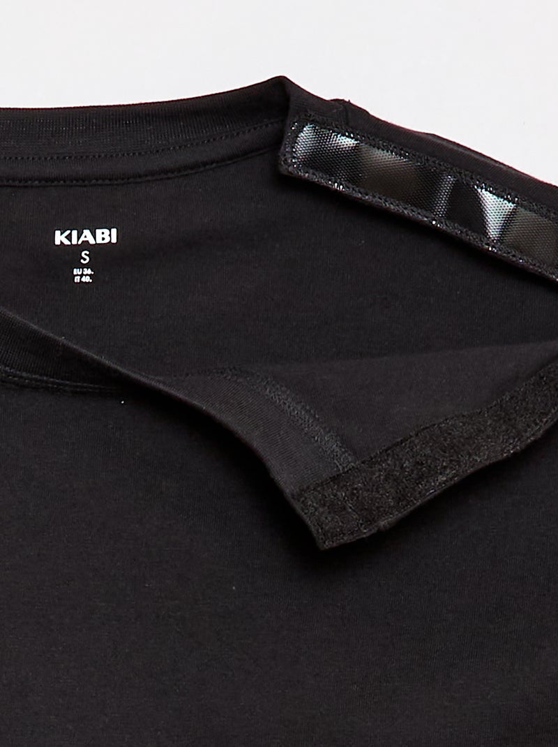 T-shirt alla marinara con spalla a strappo - collezione facile da indossare Nero - Kiabi