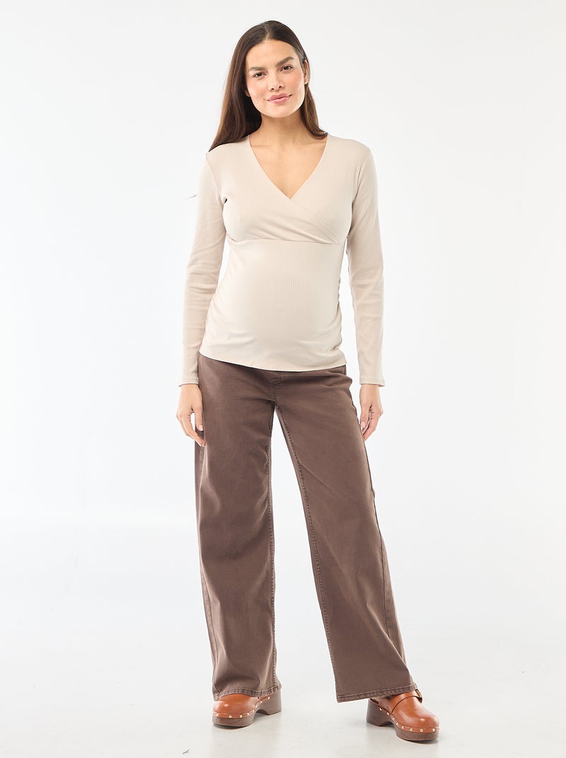 T-shirt allattamento a costine Grigio - Kiabi