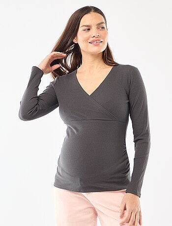 T-shirt allattamento a costine