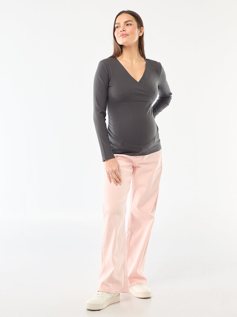 T-shirt allattamento a costine Nero - Kiabi