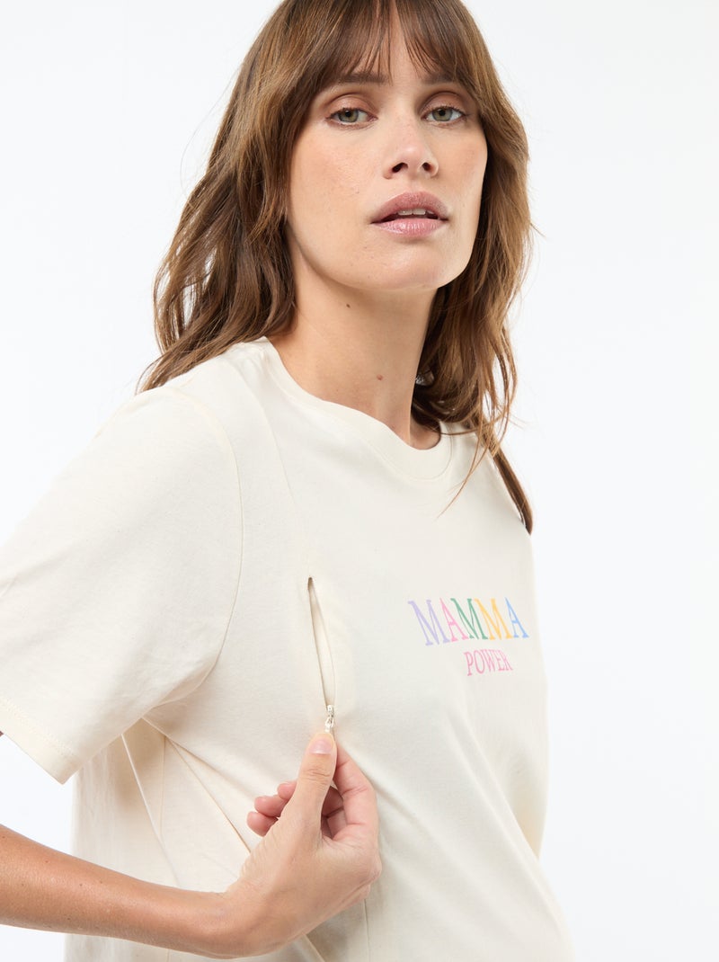 T-shirt allattamento a maniche corte con stampa Bianco - Kiabi
