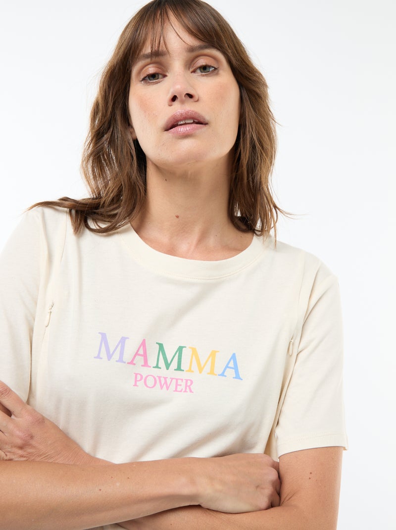 T-shirt allattamento a maniche corte con stampa Bianco - Kiabi