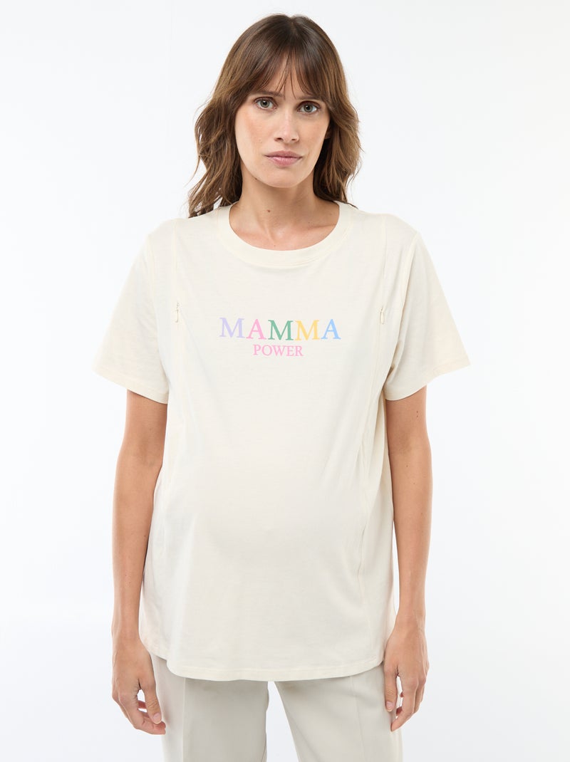 T-shirt allattamento a maniche corte con stampa Bianco - Kiabi