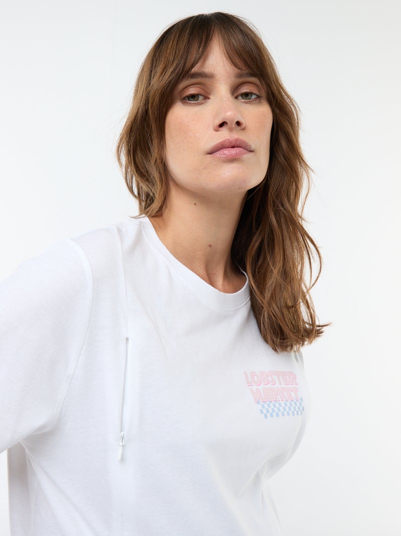 T-shirt allattamento a maniche corte con stampa Bianco - Kiabi
