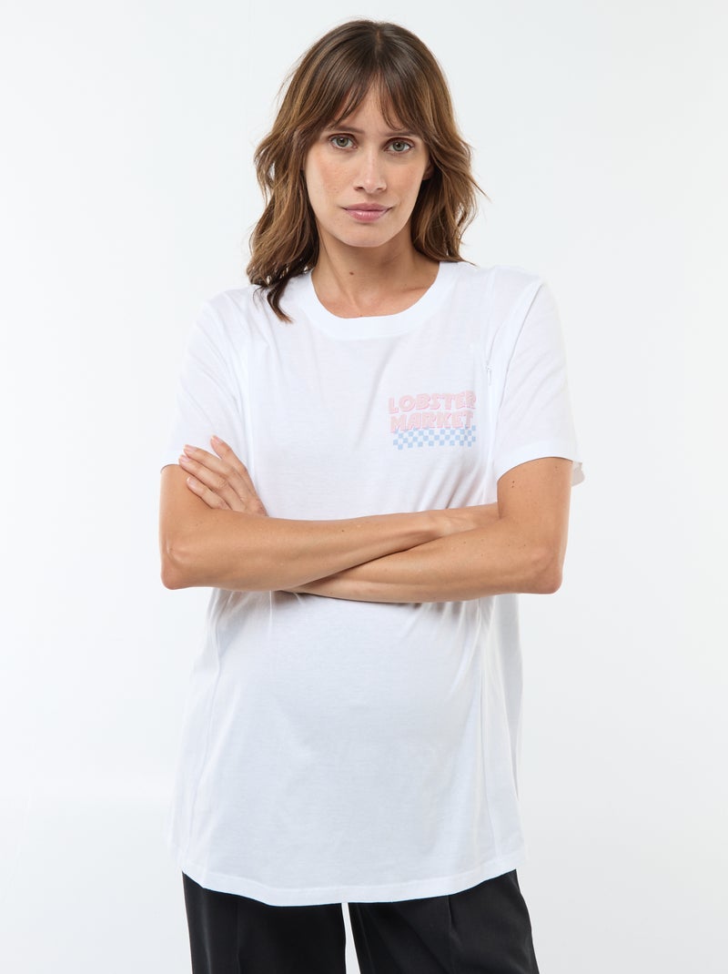 T-shirt allattamento a maniche corte con stampa Bianco - Kiabi