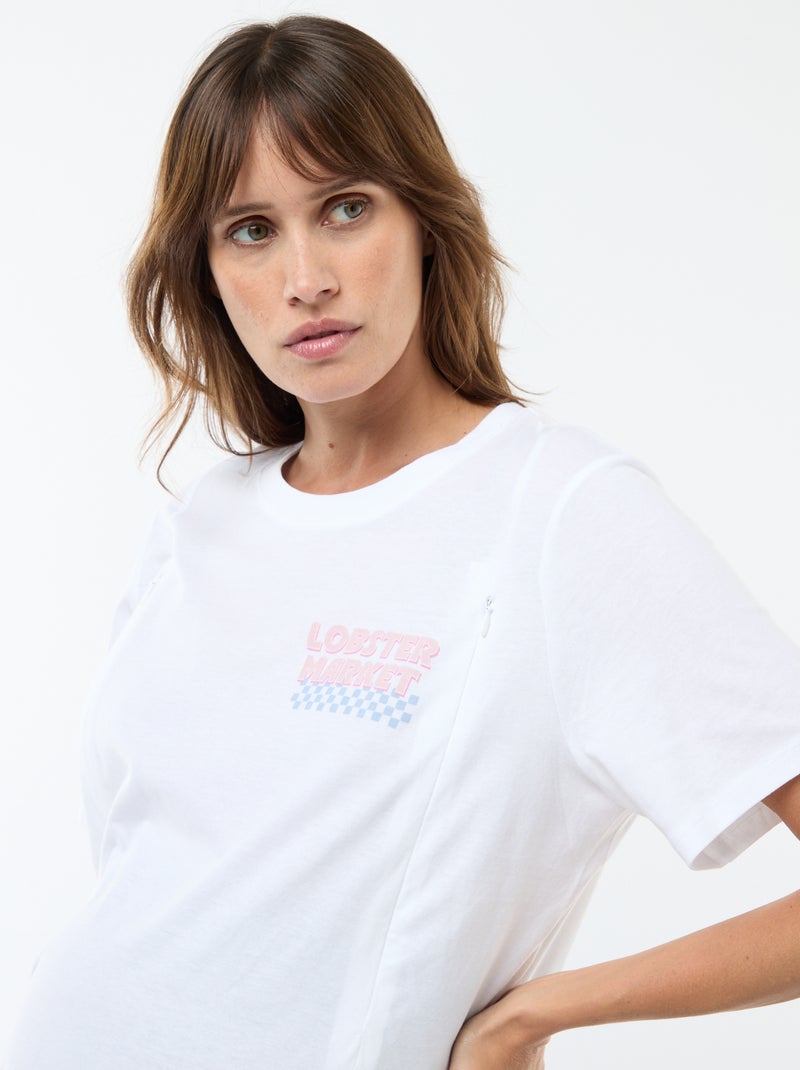 T-shirt allattamento a maniche corte con stampa Bianco - Kiabi