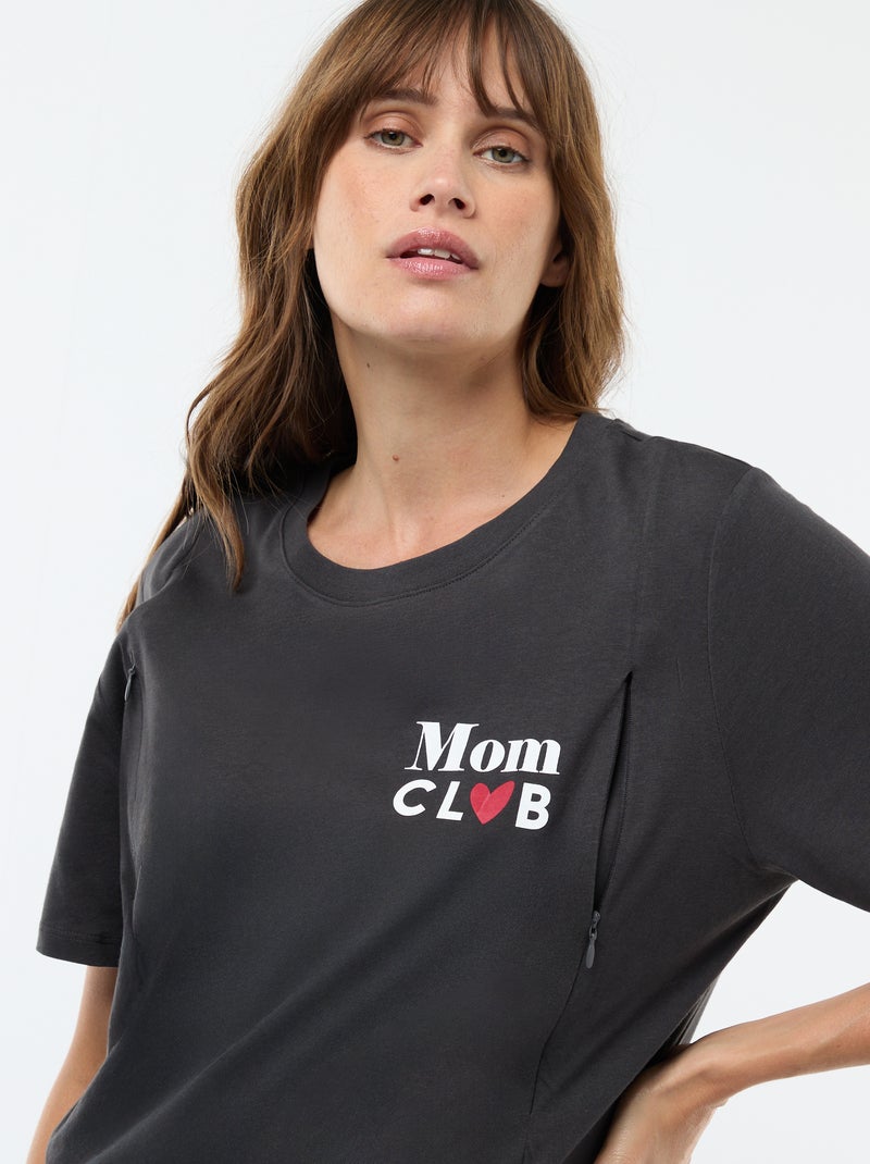 T-shirt allattamento a maniche corte con stampa Nero - Kiabi