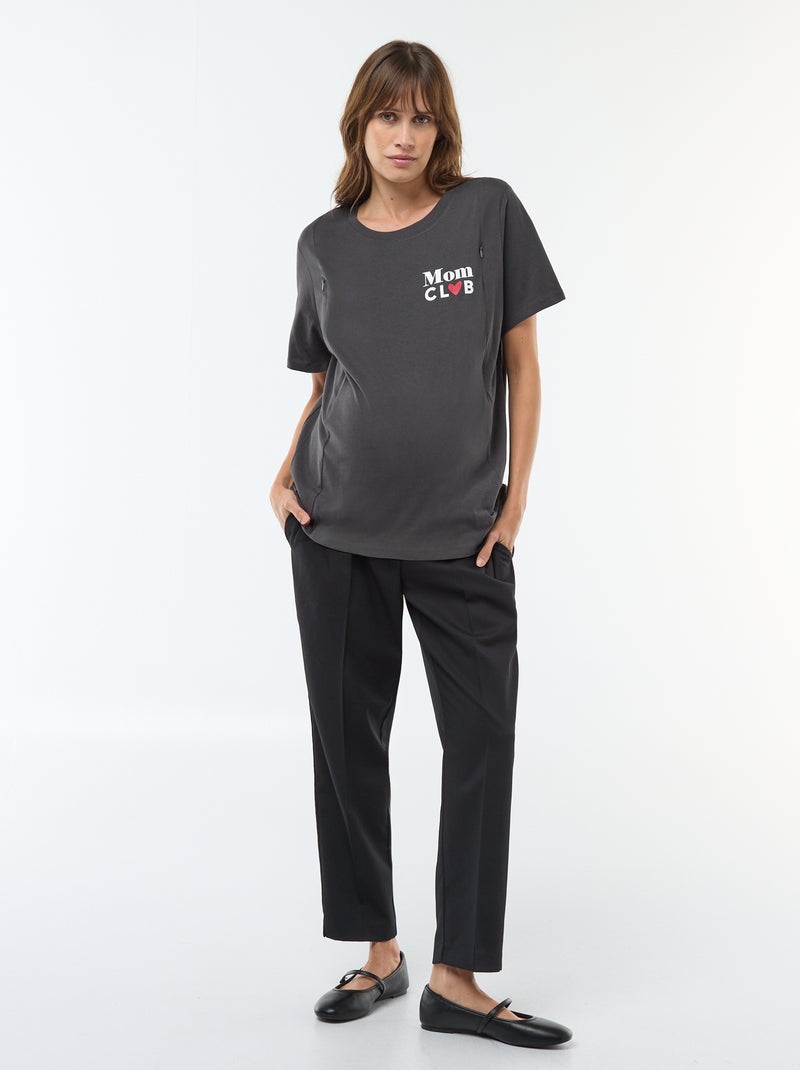 T-shirt allattamento a maniche corte con stampa Nero - Kiabi