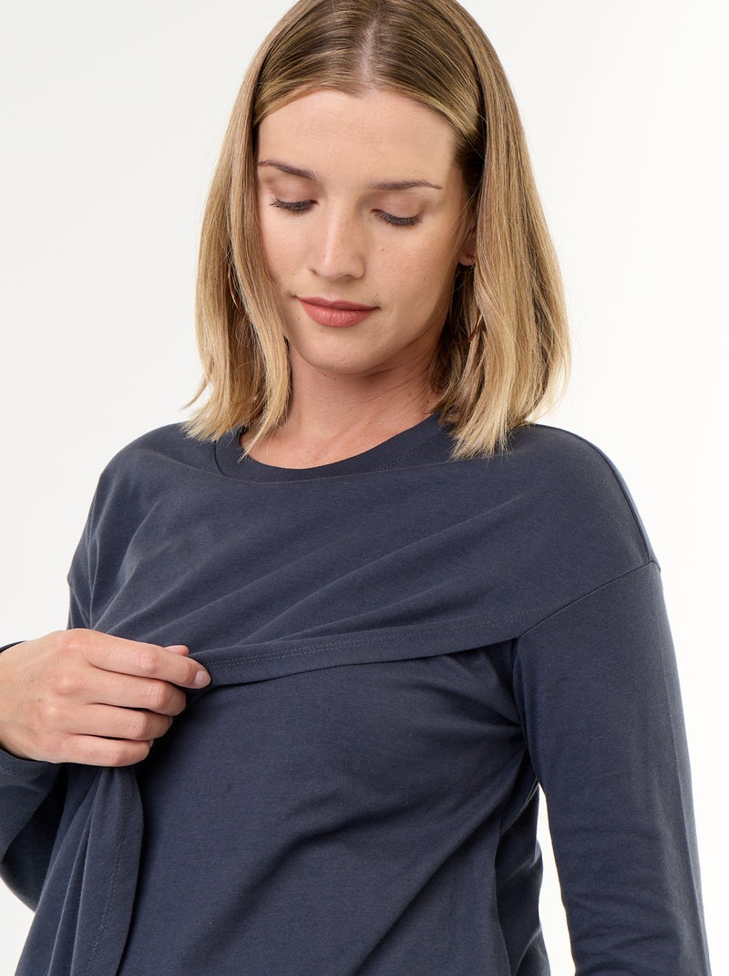 T-shirt allattamento con incrocio sul davanti Blu - Kiabi
