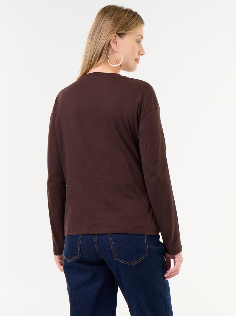 T-shirt allattamento con incrocio sul davanti Marrone - Kiabi