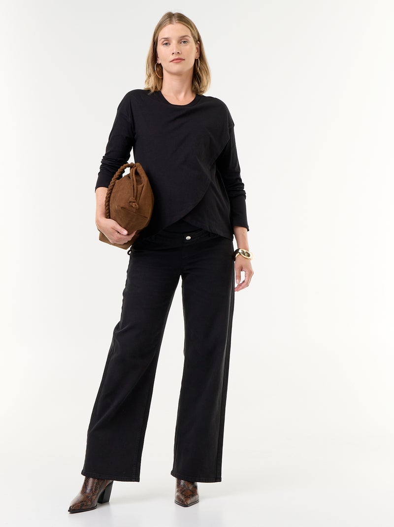 T-shirt allattamento con incrocio sul davanti Nero - Kiabi