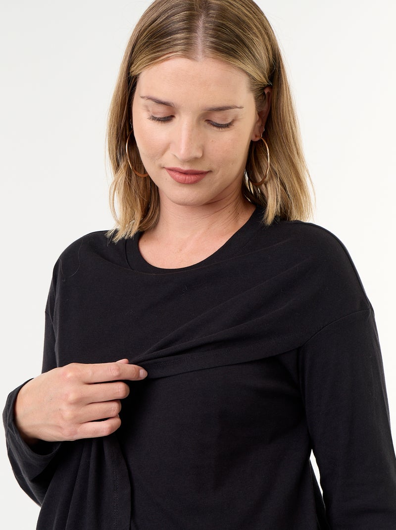 T-shirt allattamento con incrocio sul davanti Nero - Kiabi