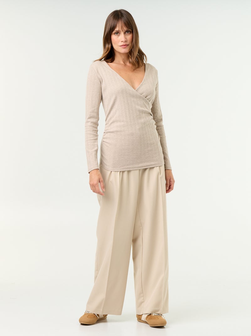 T-shirt allattamento con scollo a portafoglio Beige - Kiabi