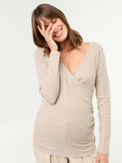 T-shirt allattamento con scollo a portafoglio - Kiabi