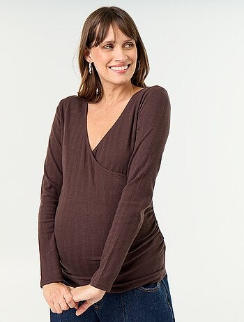 T-shirt allattamento con scollo a portafoglio
