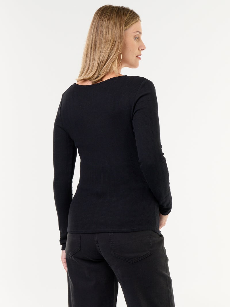 T-shirt allattamento con scollo a portafoglio Nero - Kiabi