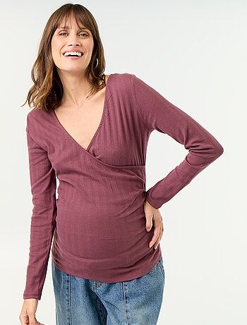 T-shirt allattamento con scollo a portafoglio