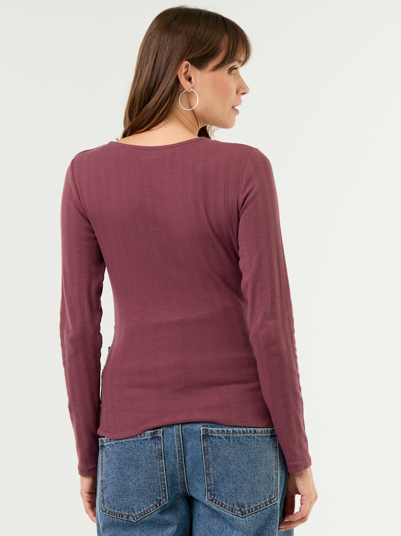 T-shirt allattamento con scollo a portafoglio Viola - Kiabi