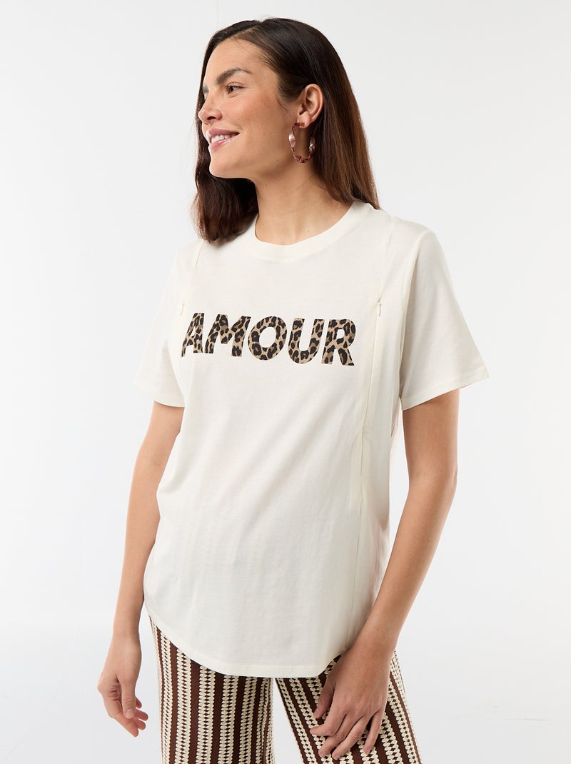T-shirt allattamento stampata Bianco - Kiabi