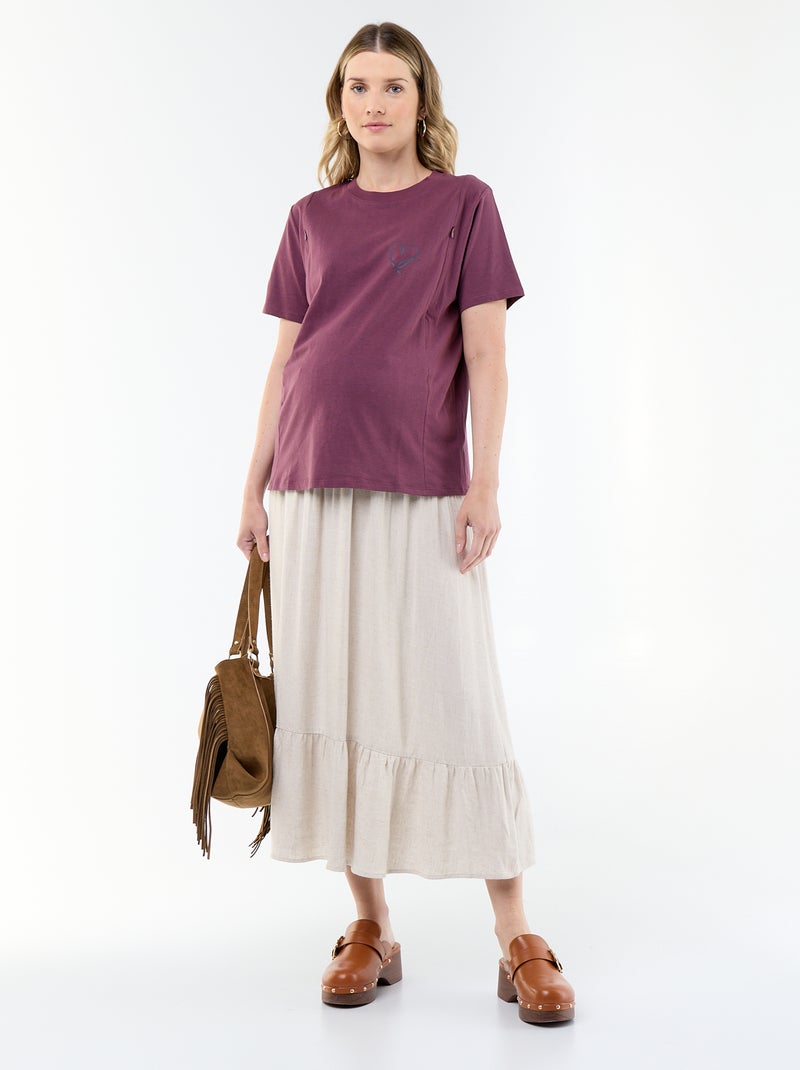 T-shirt allattamento stampata Marrone - Kiabi