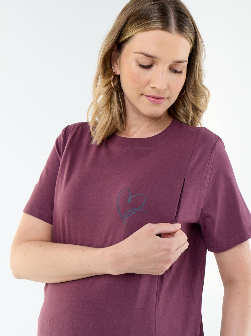 T-shirt allattamento stampata Marrone - Kiabi
