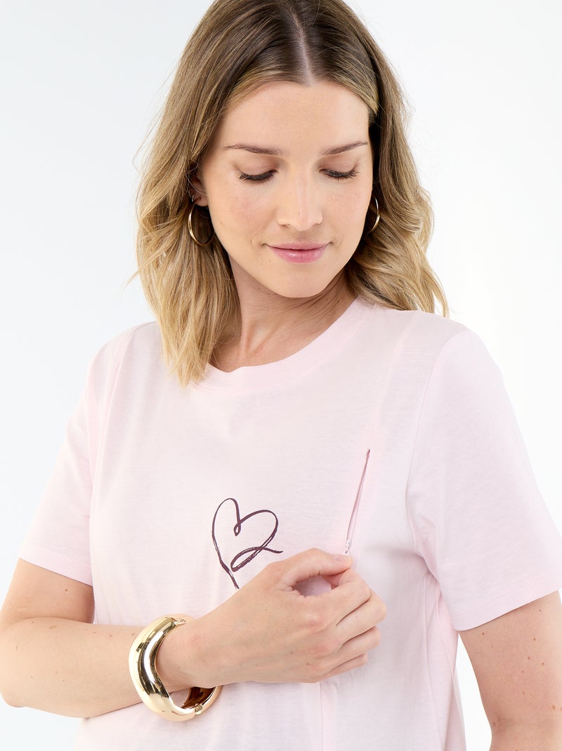 T-shirt allattamento stampata Rosa - Kiabi