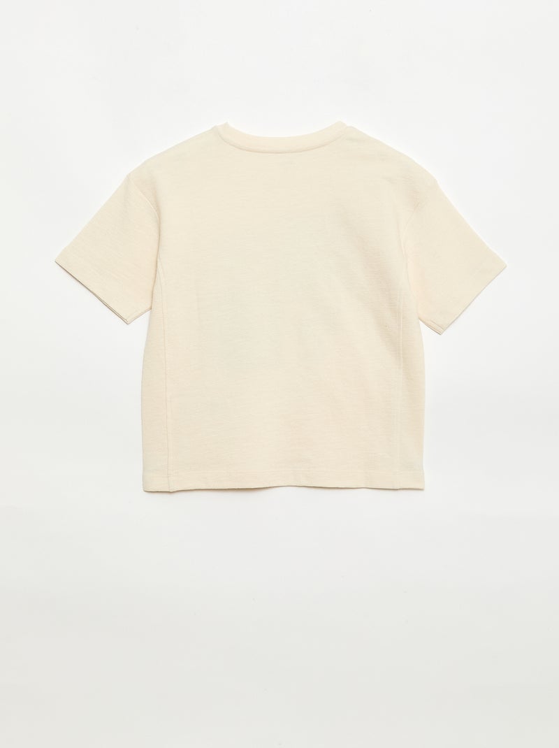 T-shirt ampio a maniche corte stampato Beige - Kiabi