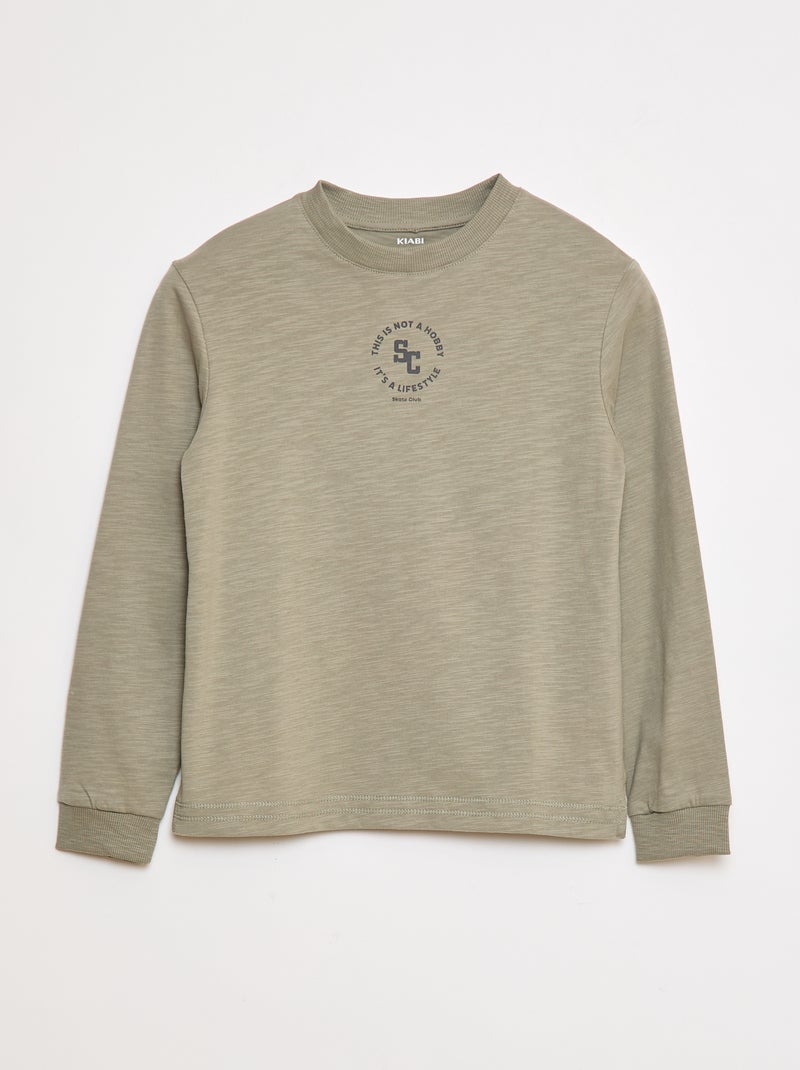 T-shirt ampio con stampa skate Kaki - Kiabi