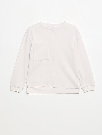 T-shirt ampio goffrato in cotone tinta unita