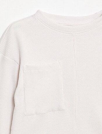 T-shirt ampio goffrato in cotone tinta unita