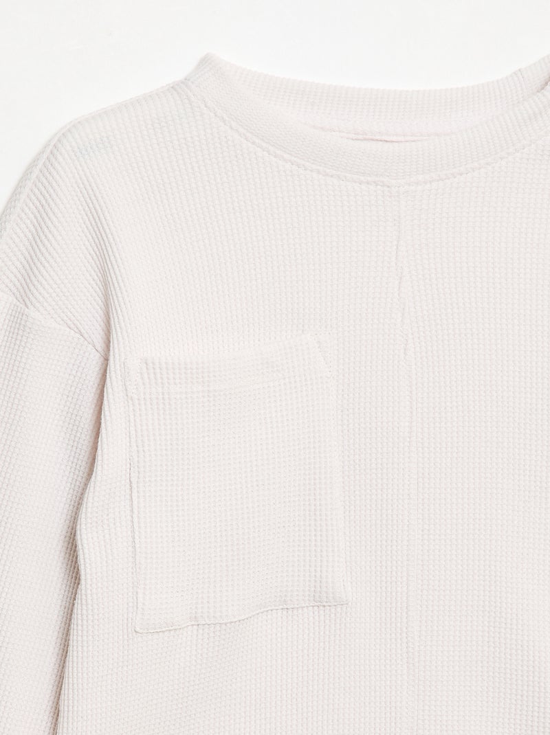 T-shirt ampio goffrato in cotone tinta unita Bianco - Kiabi