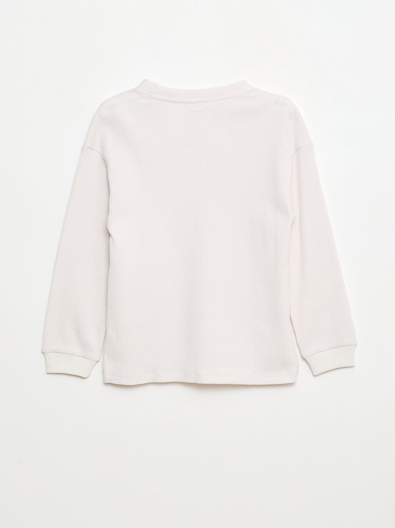 T-shirt ampio goffrato in cotone tinta unita Bianco - Kiabi