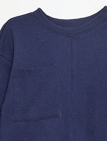 T-shirt ampio goffrato in cotone tinta unita