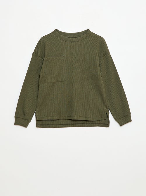 T-shirt ampio goffrato in cotone tinta unita - Kiabi