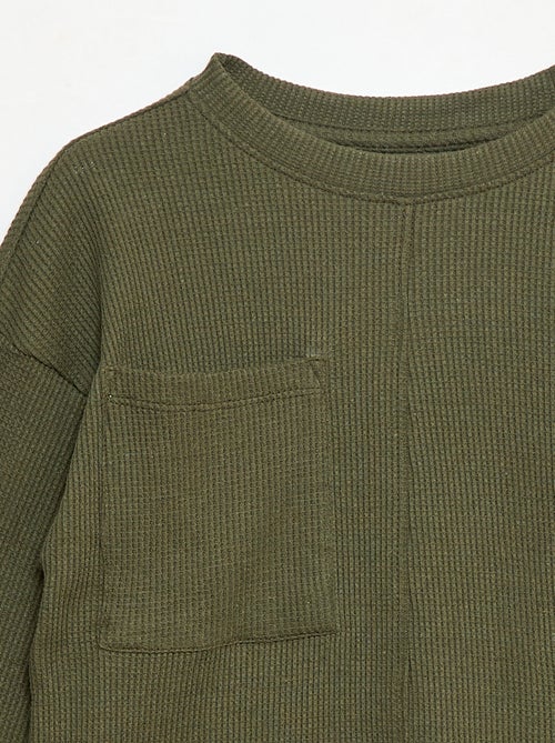 T-shirt ampio goffrato in cotone tinta unita - Kiabi