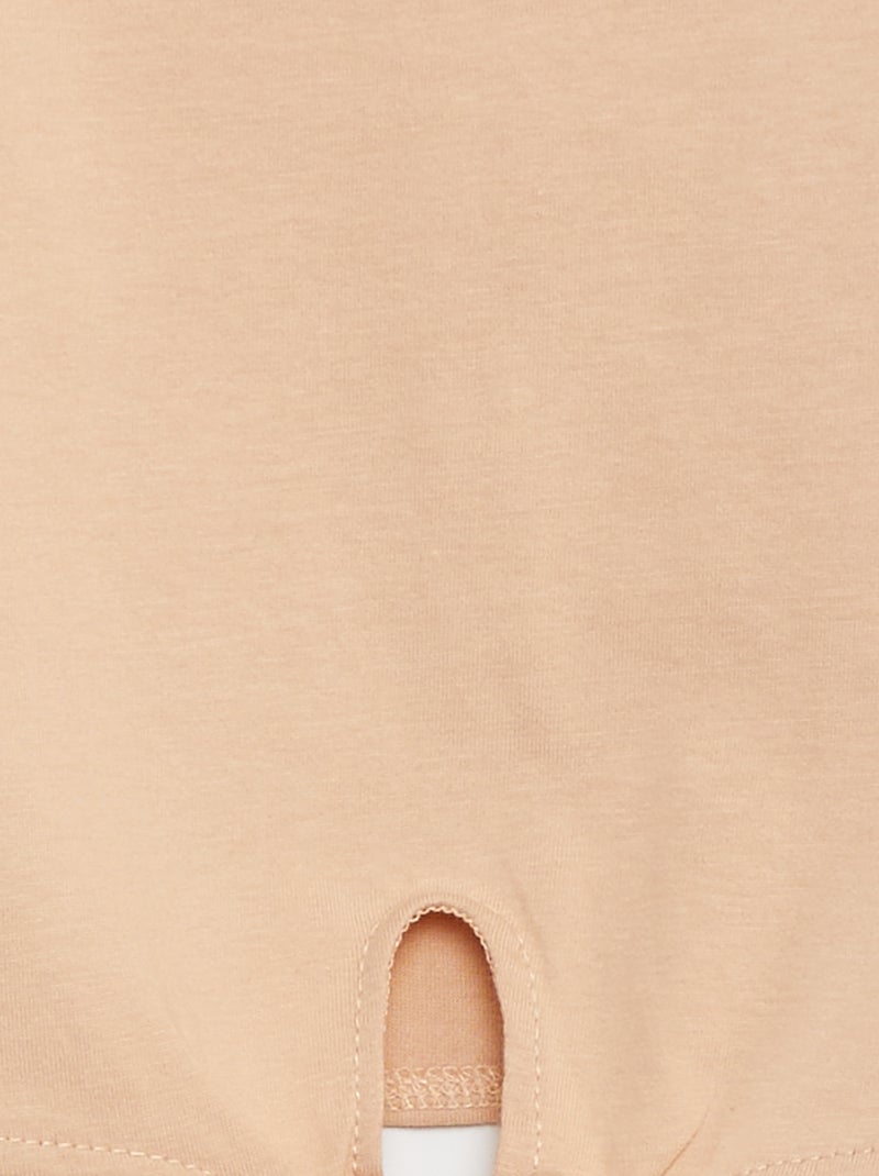 T-shirt annodata con maniche corte con volant BEIGE - Kiabi