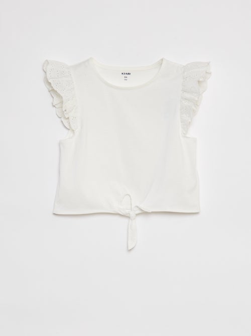 T-shirt annodata con maniche corte con volant - Kiabi