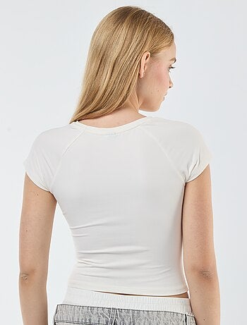 T-shirt arricciata tinta unita