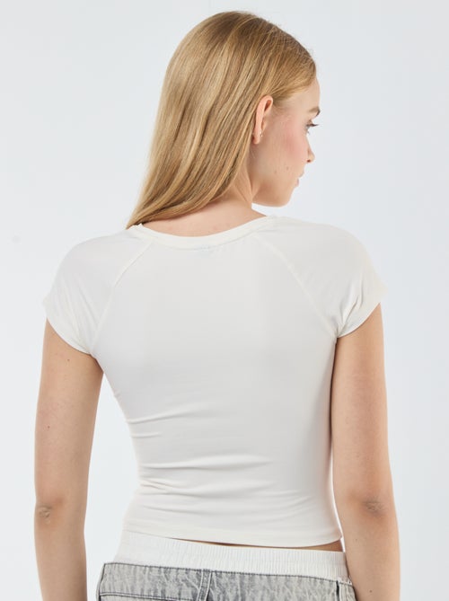 T-shirt arricciata tinta unita - Kiabi