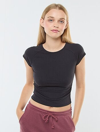 T-shirt arricciata tinta unita